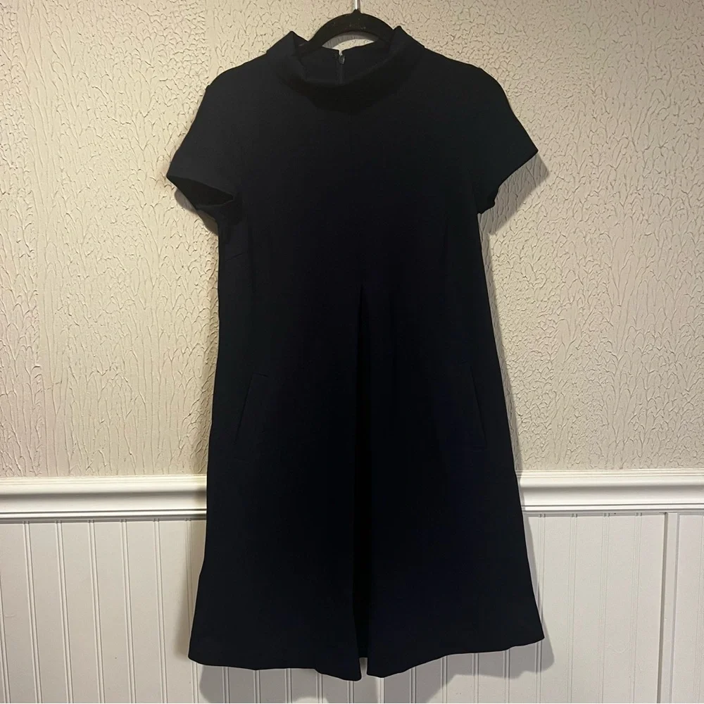 J. McLaughlin Leila NAVY Cap Sleeve Rollover Collar A line dress size X Small - Picture 12 of 12